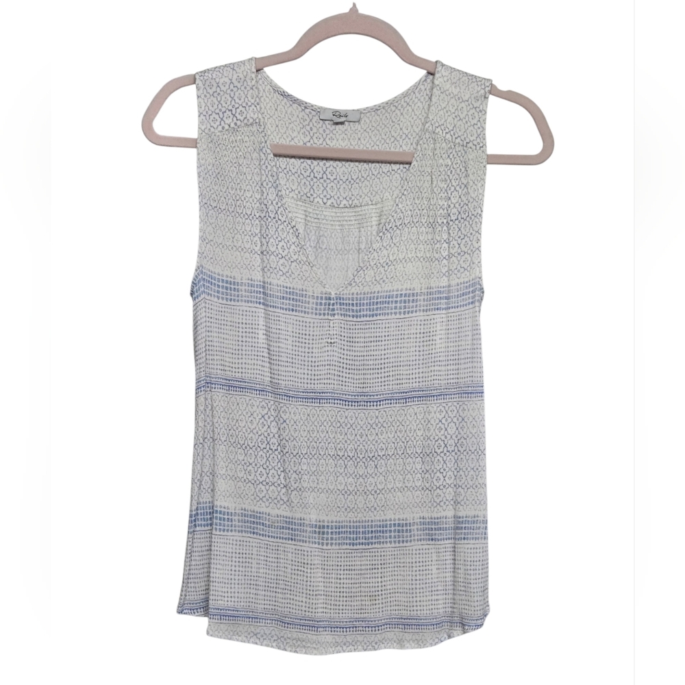 Rails Sutton Sleeveless V-Neck Viscose Blouse Sz Medium Roma Print 17" PTP